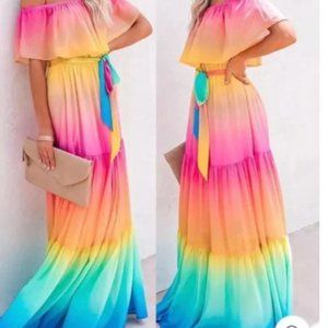 Shoulder Tiered Maxi Dress Nwot 